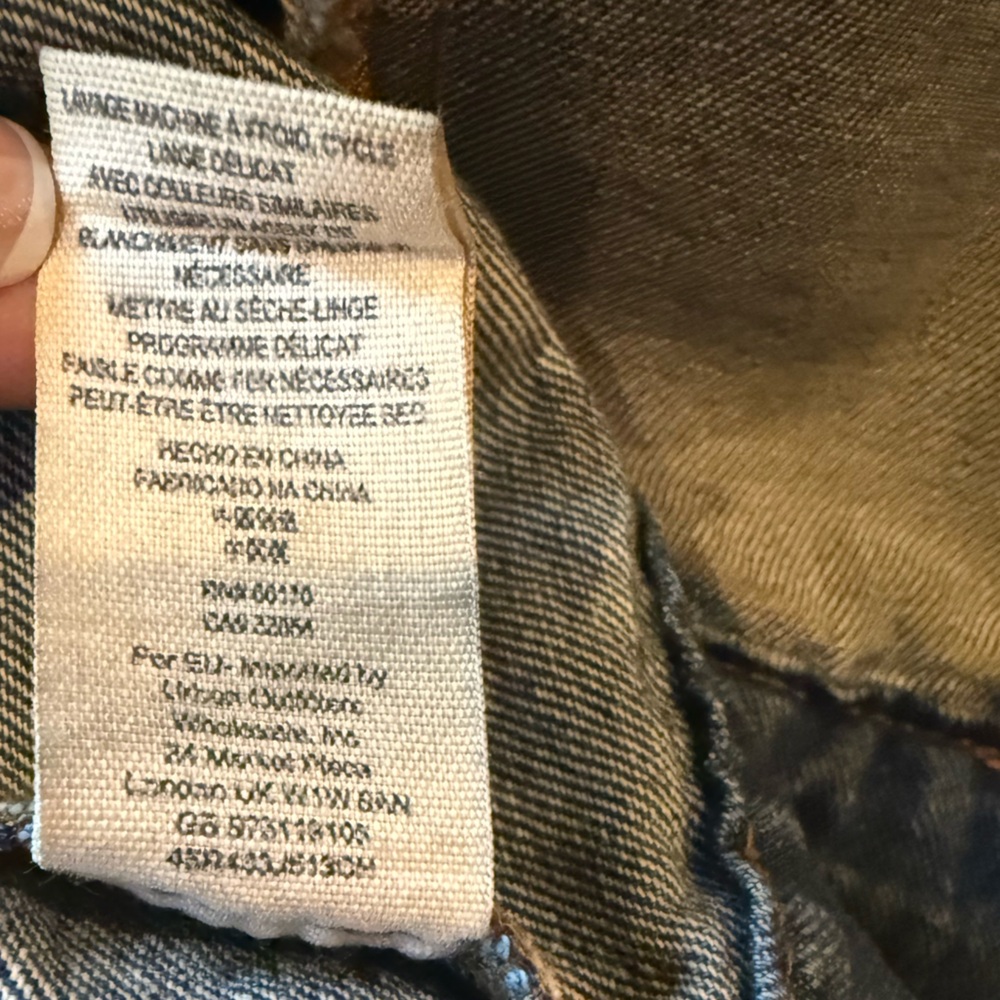 Free People Blue Distressed Denim Jean Jacket - Small - Picture 6 of 6